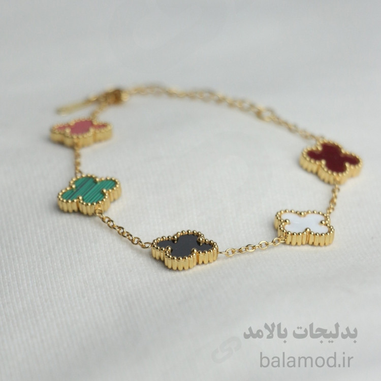 دستبند زنانه چهار برگ ( ونکلیف) چند رنگ