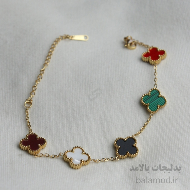 دستبند زنانه چهار برگ ( ونکلیف) چند رنگ