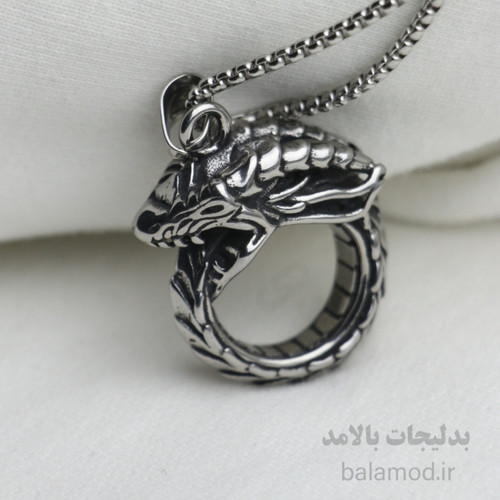 گردنبند مار نقره ای رنگ