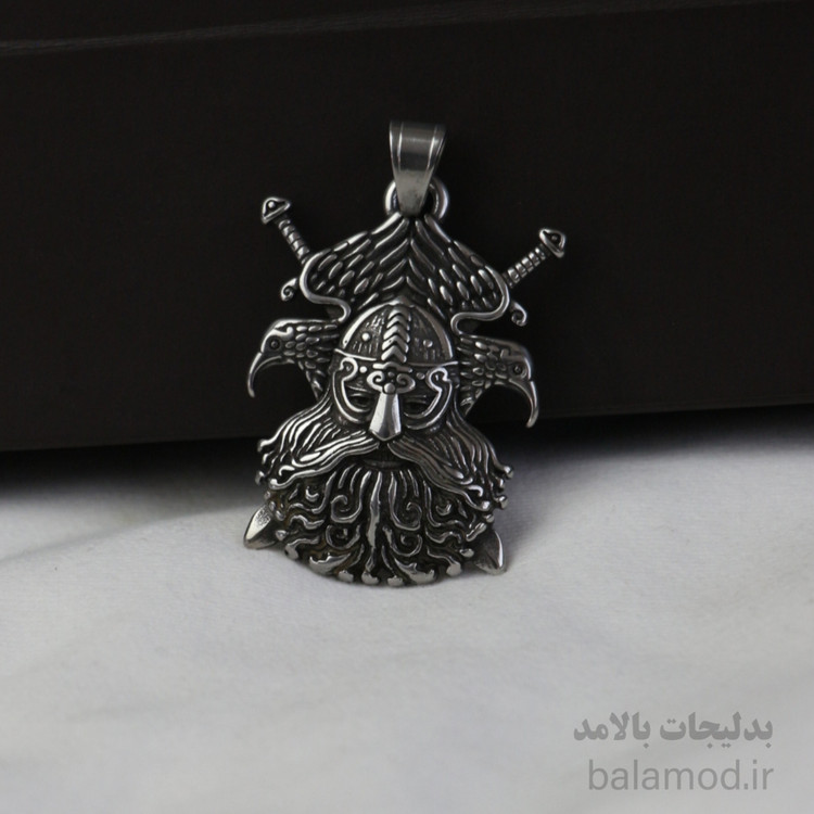 پلاک طرح وایکینگ با کلاغ طرح اودین پدر همگان از جنس استیل