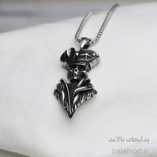 گردنبند طرح دزد دریایی اسکلتی از جنس استیل