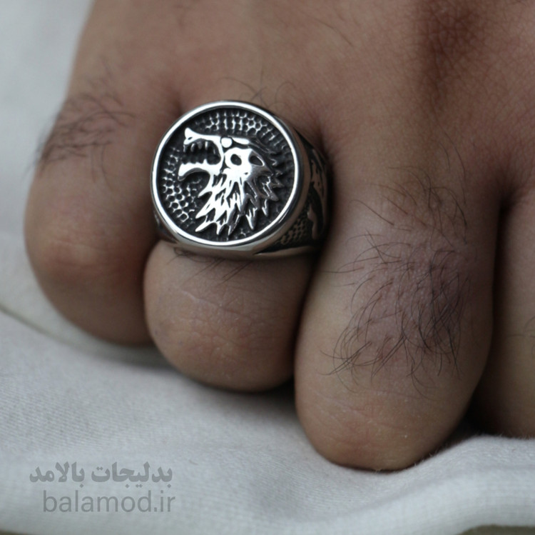 انگشتر استیل طرح گرگ